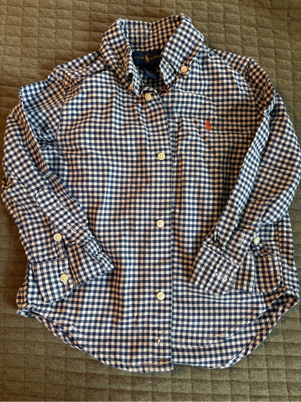 Ralph Lauren Boys' Blue Gingham Button-Down Shirt size 3T
